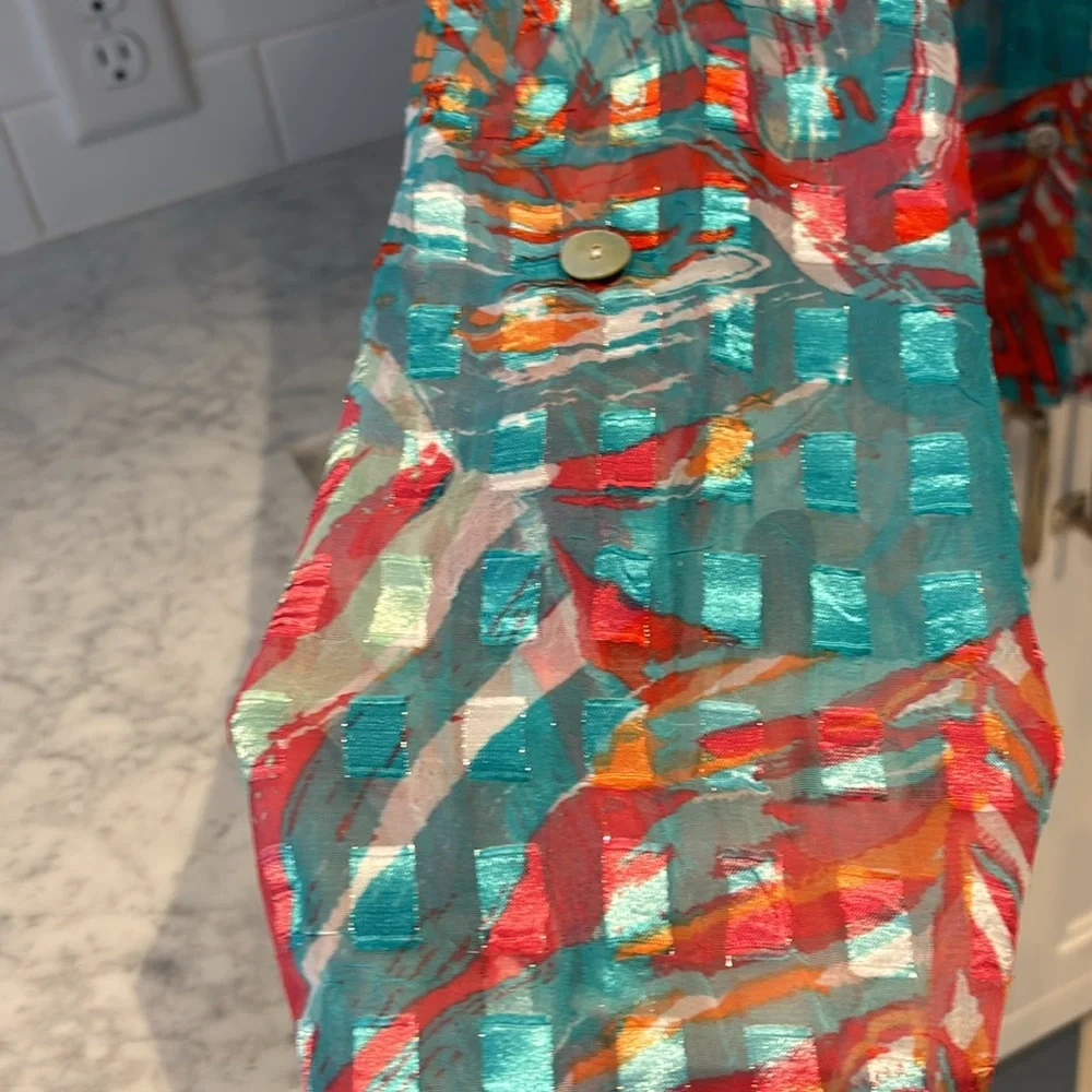 Ruby Rd. Colorful Button Blouse‎ Spring Easter Abstract - Picture 5 of 9